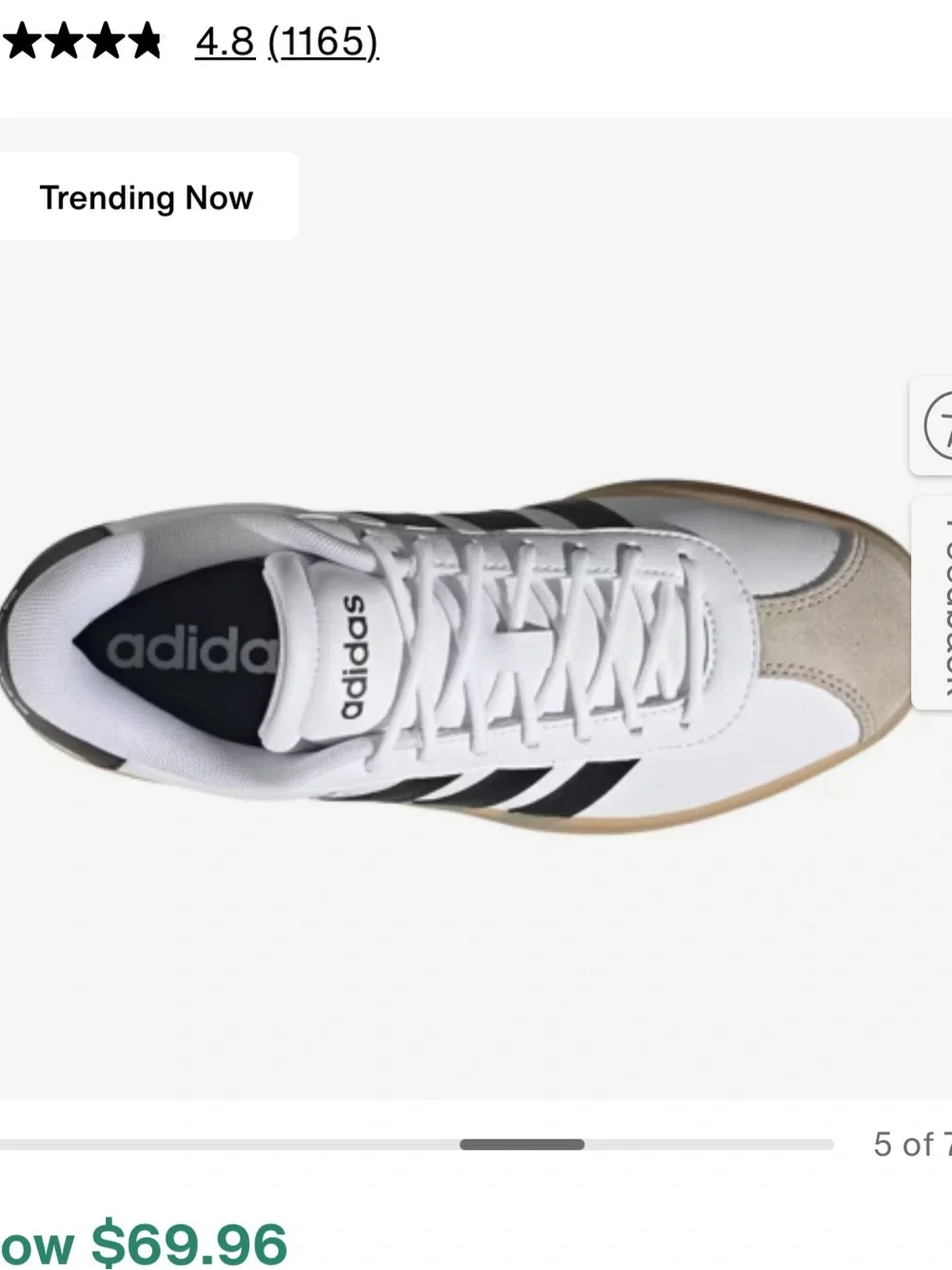 Adidas White, Black & Beige Platform Court Shoe